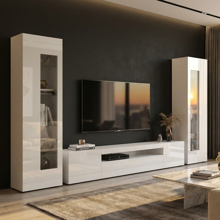 Buy Stylish Dex TV Unit Set in Matte White – Heera Moti
