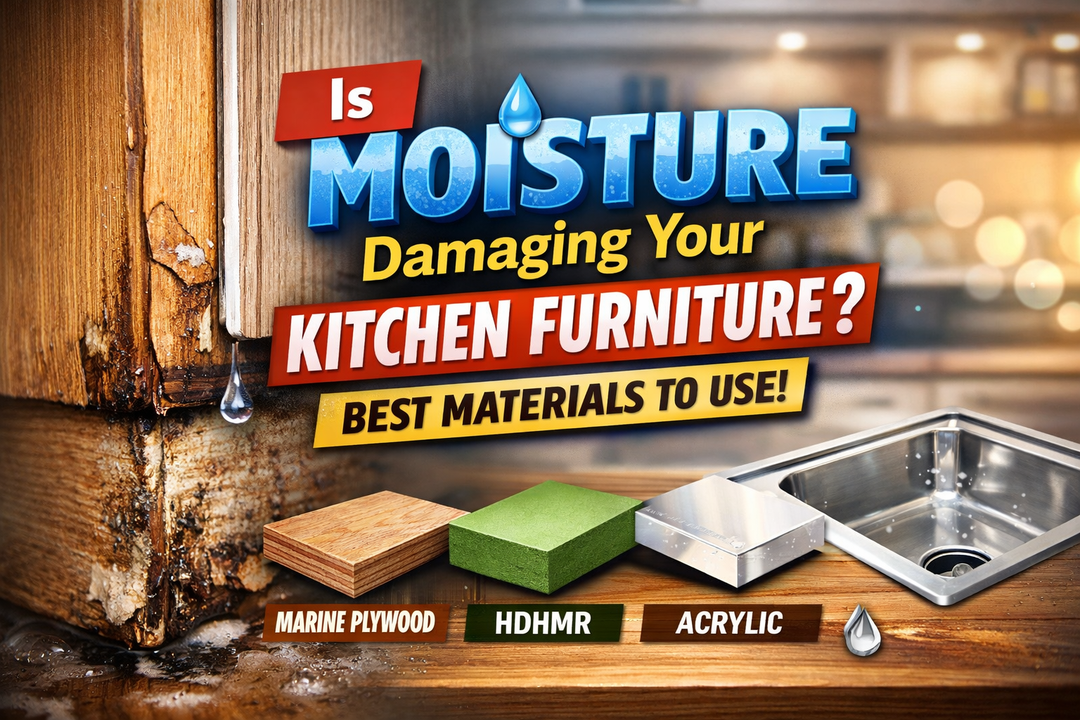 Moisture damaged kitchen cabinet and water-resistant kitchen materials.