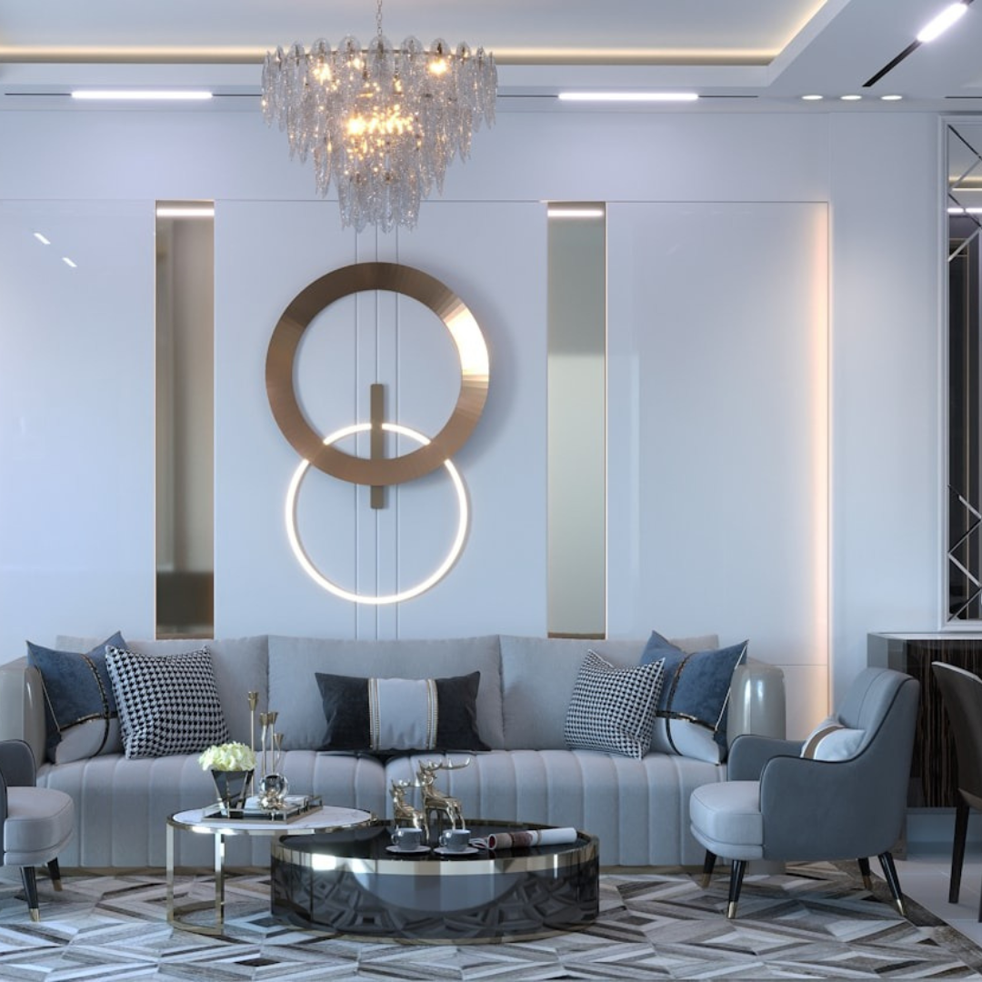 lving room furniture with coffee table, sofa, chair