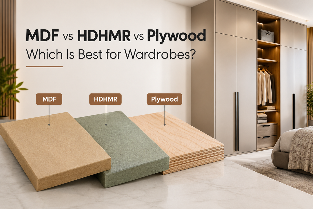 MDF vs HDHMR vs plywood — best material for modular wardrobe