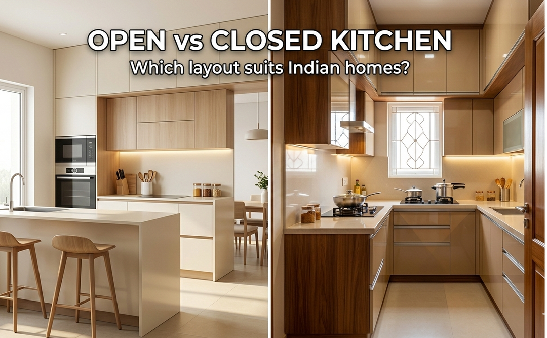 open kitchen and closed kitchen for indian homes