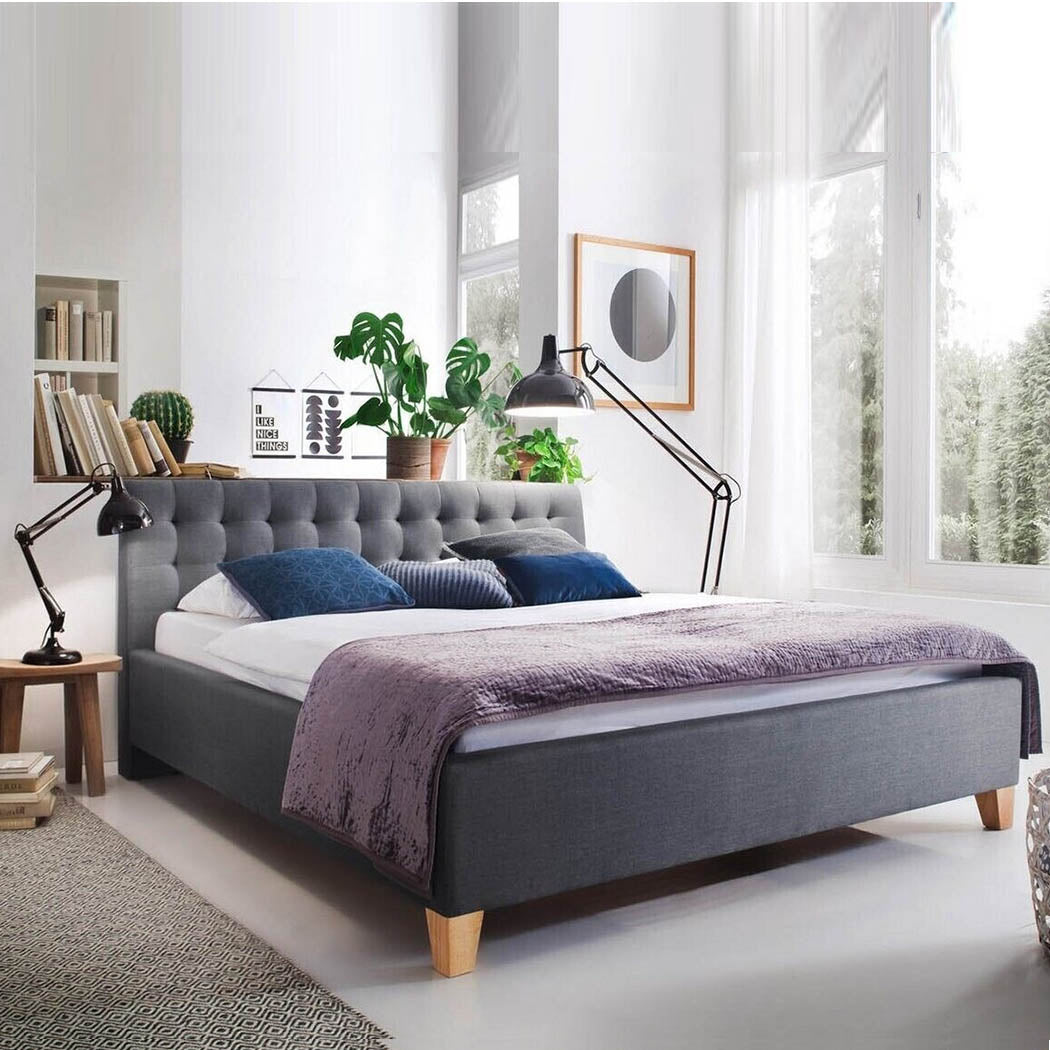 Deporte Bed Without Storage | King | Grey Fabric Upholstrey