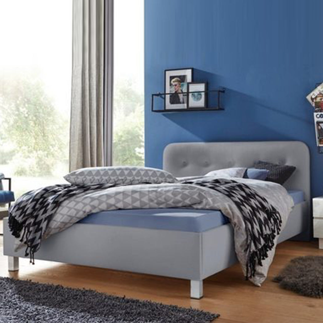 Zeke Bed Without Storage | King | Light Grey Fabric Upholstery