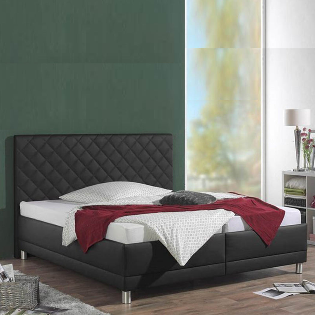 Viribus Bed Without Storage | King | Black Leatherette