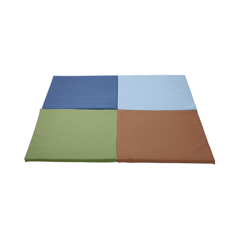 Squares Softplay Activity Mat 4-Piece Set Brown|Green|Navy|Blue