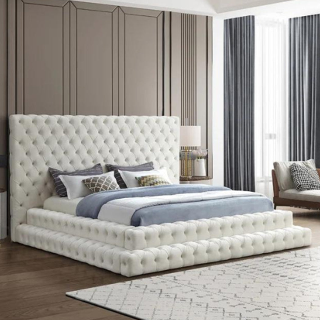 Pearl Bed Without Storage | King | White Fabric