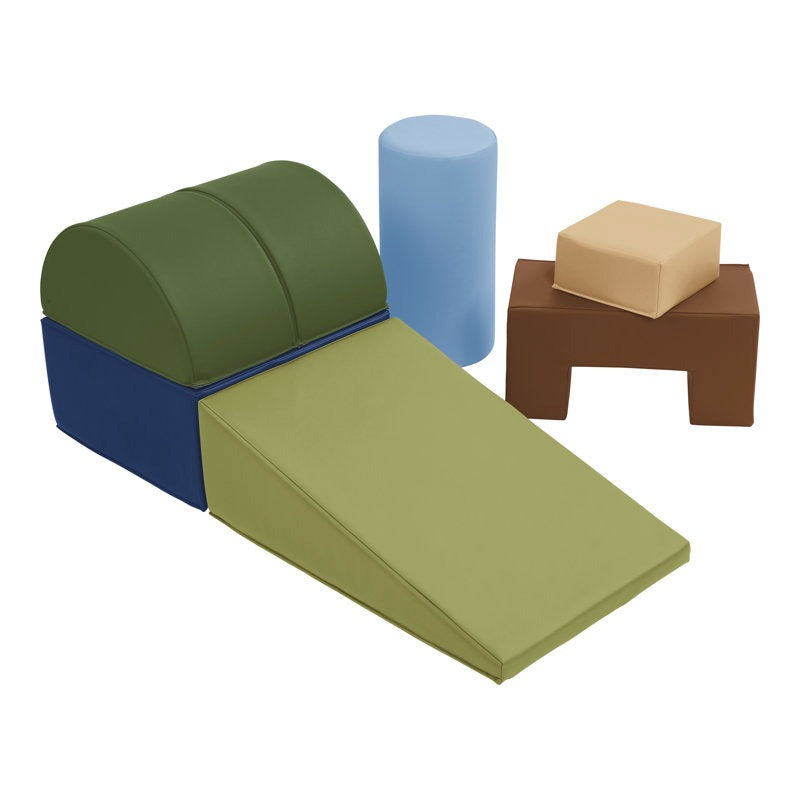 Tom Softplay Block Shape Playset 6-Piece Set Blue|Brown