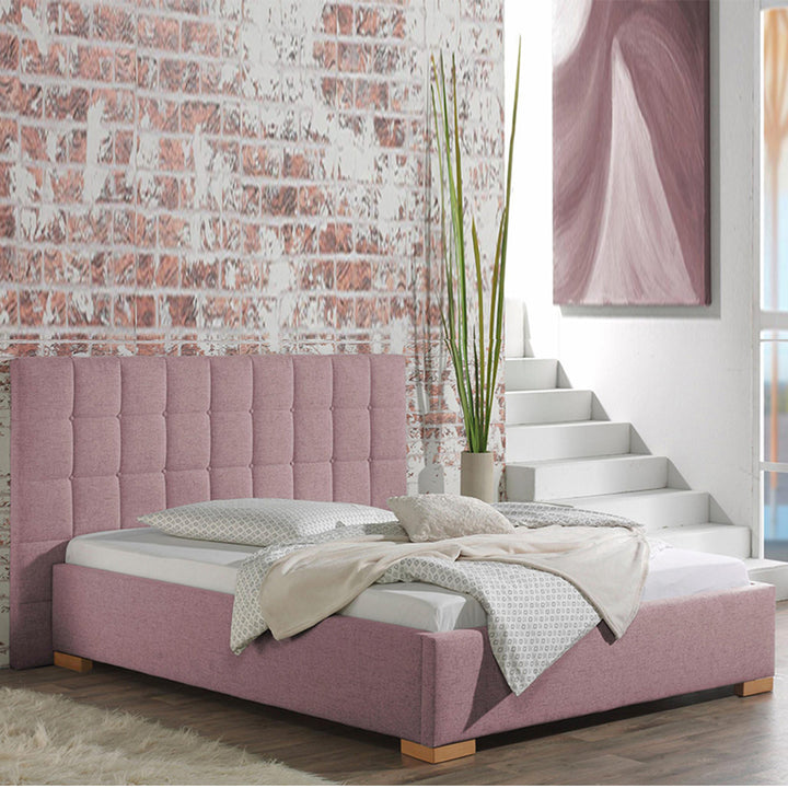 Neil Bed Without Storage | King | Pink Fabric