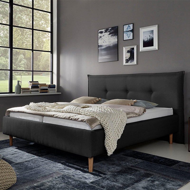 Devon Bed Heera Moti | Devon Bed Without Storage | King | Black Fabric Upholstery