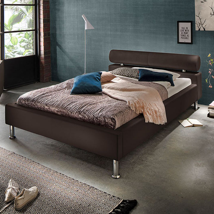 Issac Bed Without Storage | King | Brown Leatherette