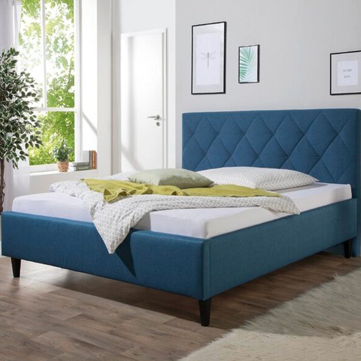 Andres Bed Without Storage | King | Blue Fabric Upholstery