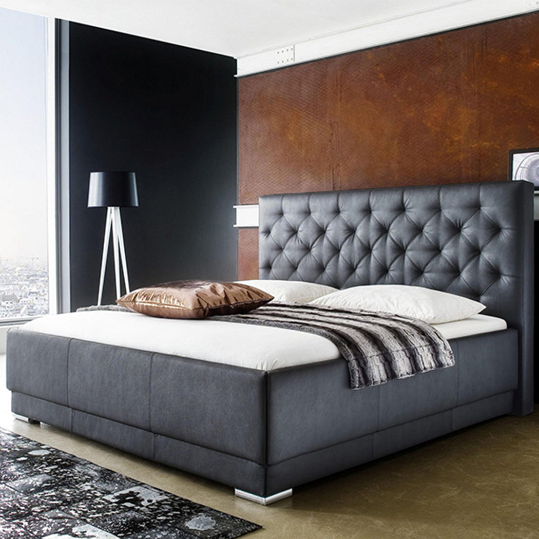 Titan Bed with Hydraulic Storage | King | Black Leatherette