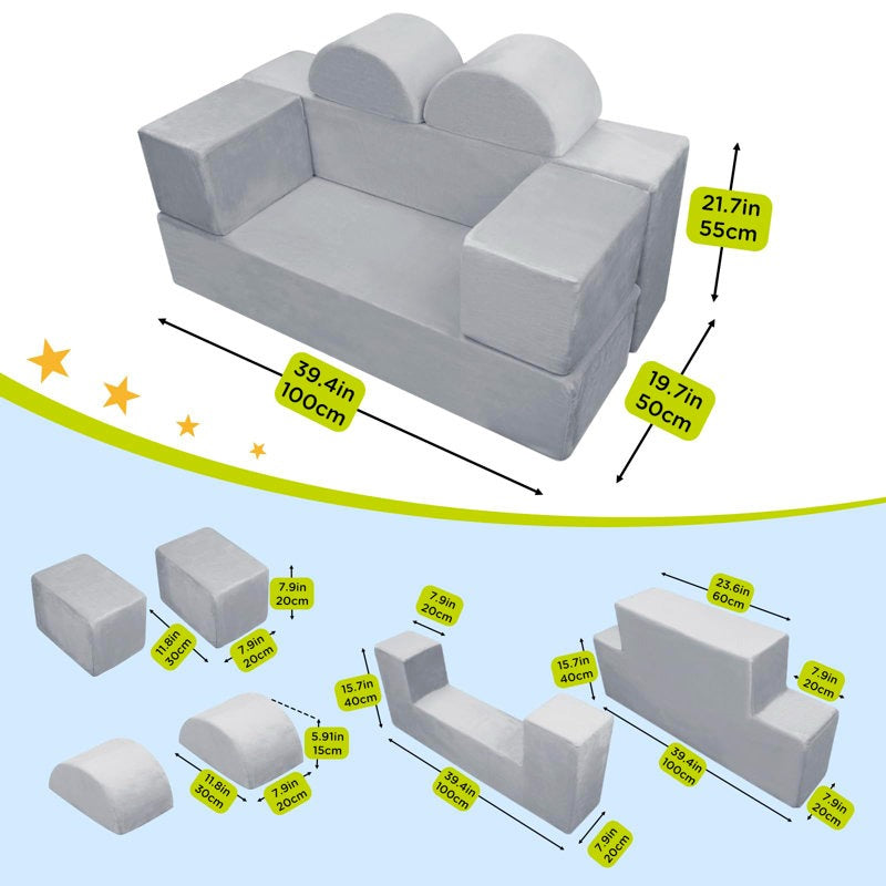 Nehu Softplay Block Playset 6 Piece Grey