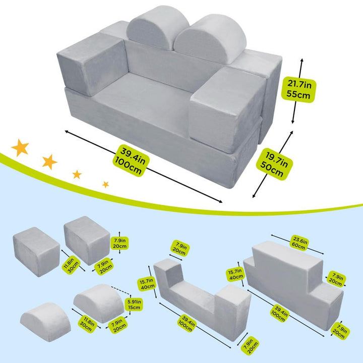 Nehu Softplay Block Playset 6 Piece Grey
