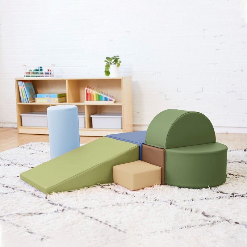 Tom Softplay Block Shape Playset 6-Piece Set Blue|Brown