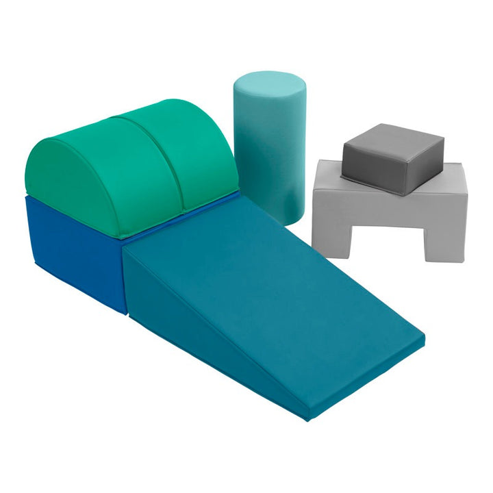 Tom Softplay Block Shape Playset 6-Piece Set Green|Grey