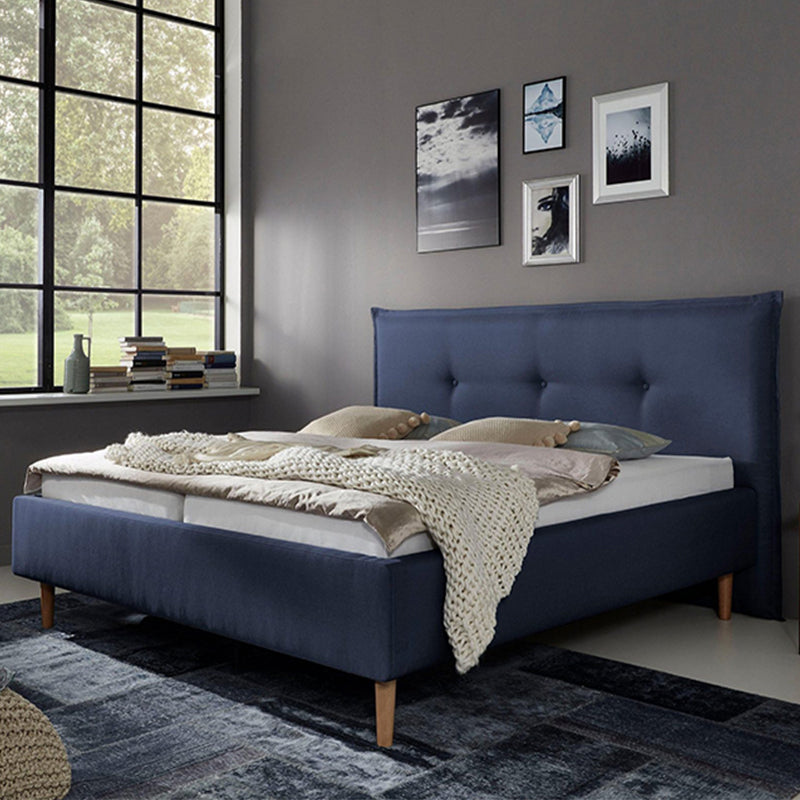 Devon Bed Without Storage | King | Navy Blue Fabric Upholstery