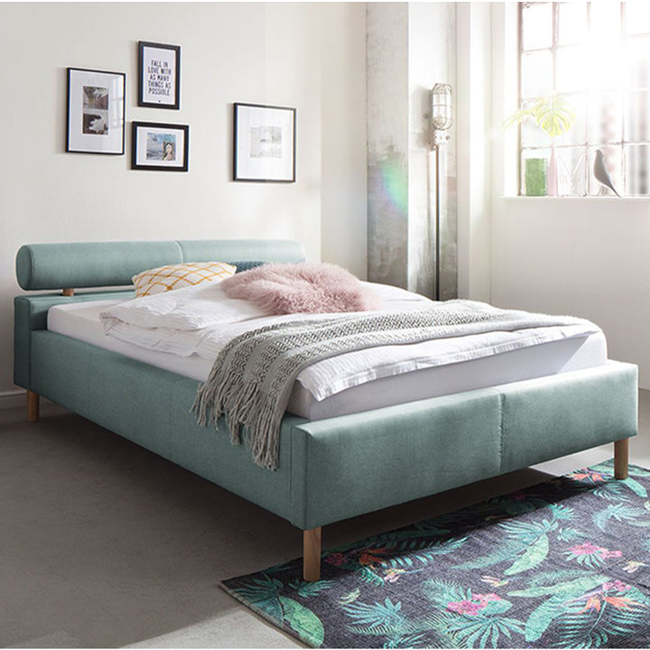 Issac Bed Without Storage | King | Pastel Blue Leatherette