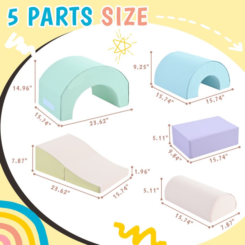 Nara Softplay Climber Playset 5-Piece Purple|Blue|Green|Beige
