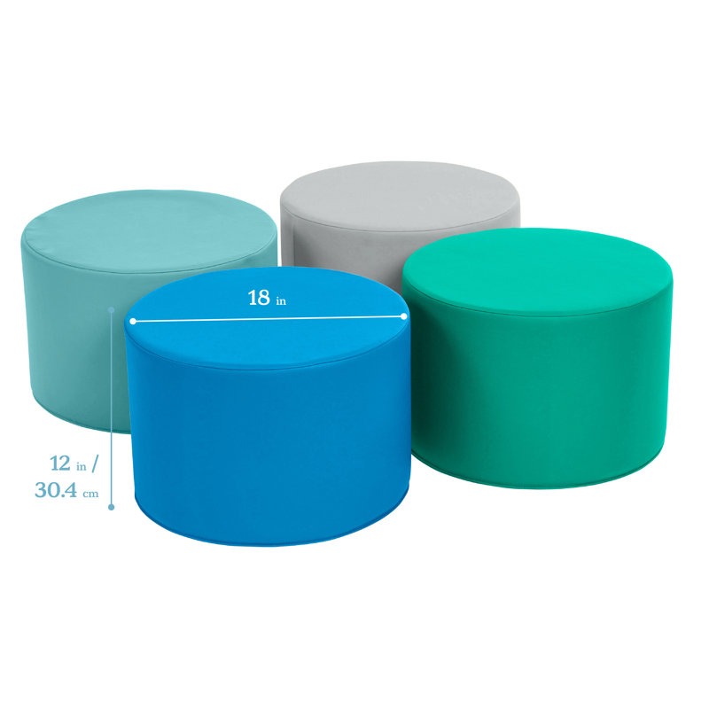 Throm Softplay Seating Block Playset 4-Piece Grey|Blue