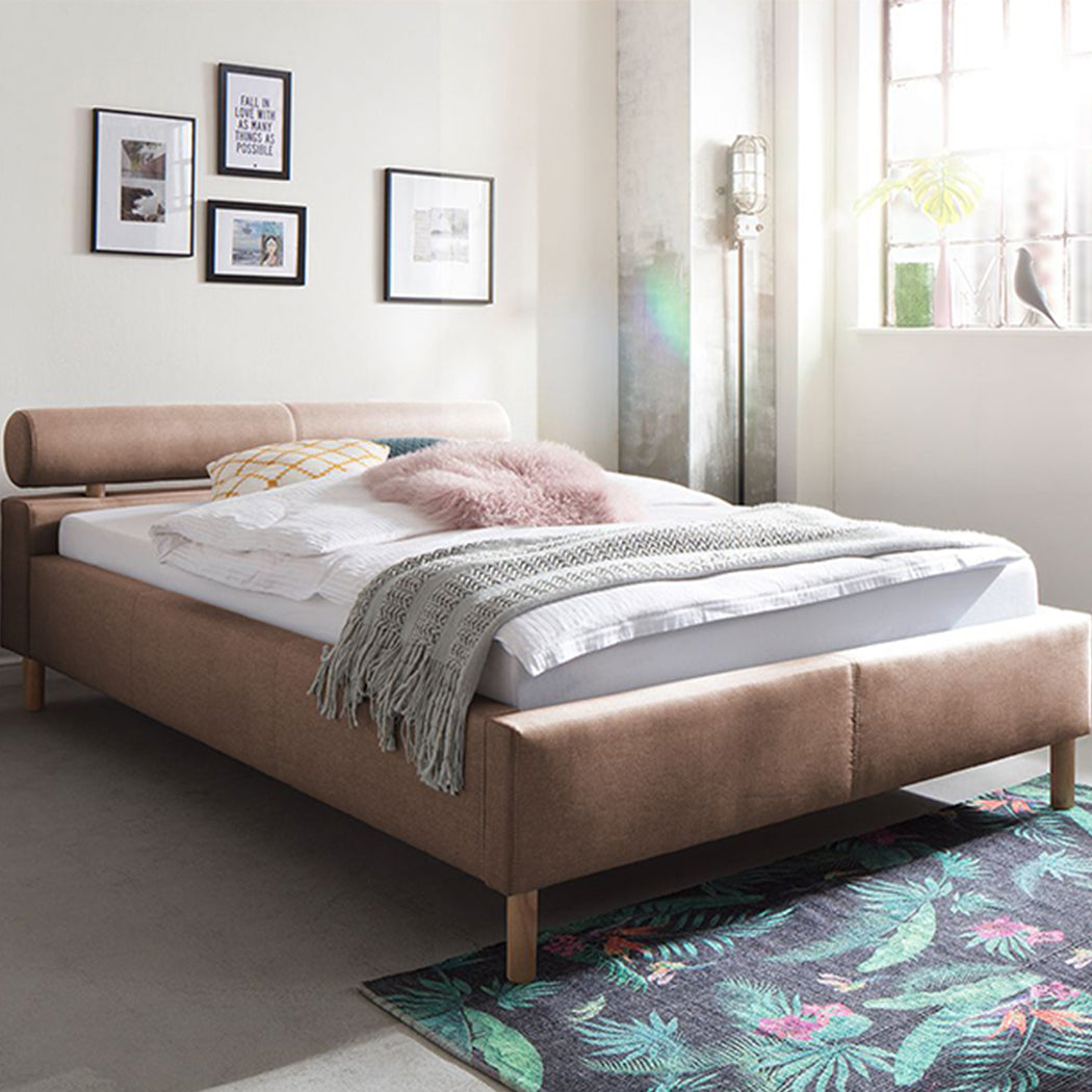 Issac Bed Without Storage | King | Pastel Pink Leatherette