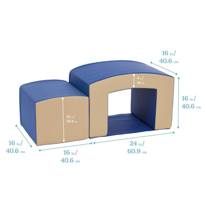 Jao Softplay Tunnel Playset 2-Piece Blue|Beige