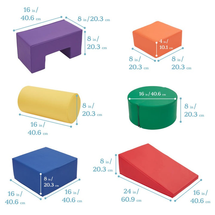 Tom Softplay Block Shape Playset 6-Piece Set Red|Purple