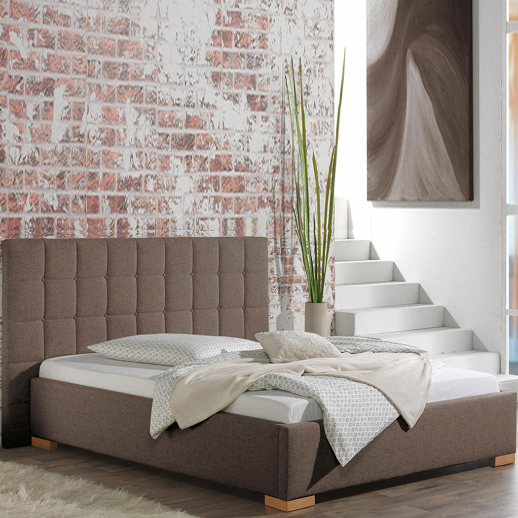 Neil Bed Without Storage | King | Brown Fabric