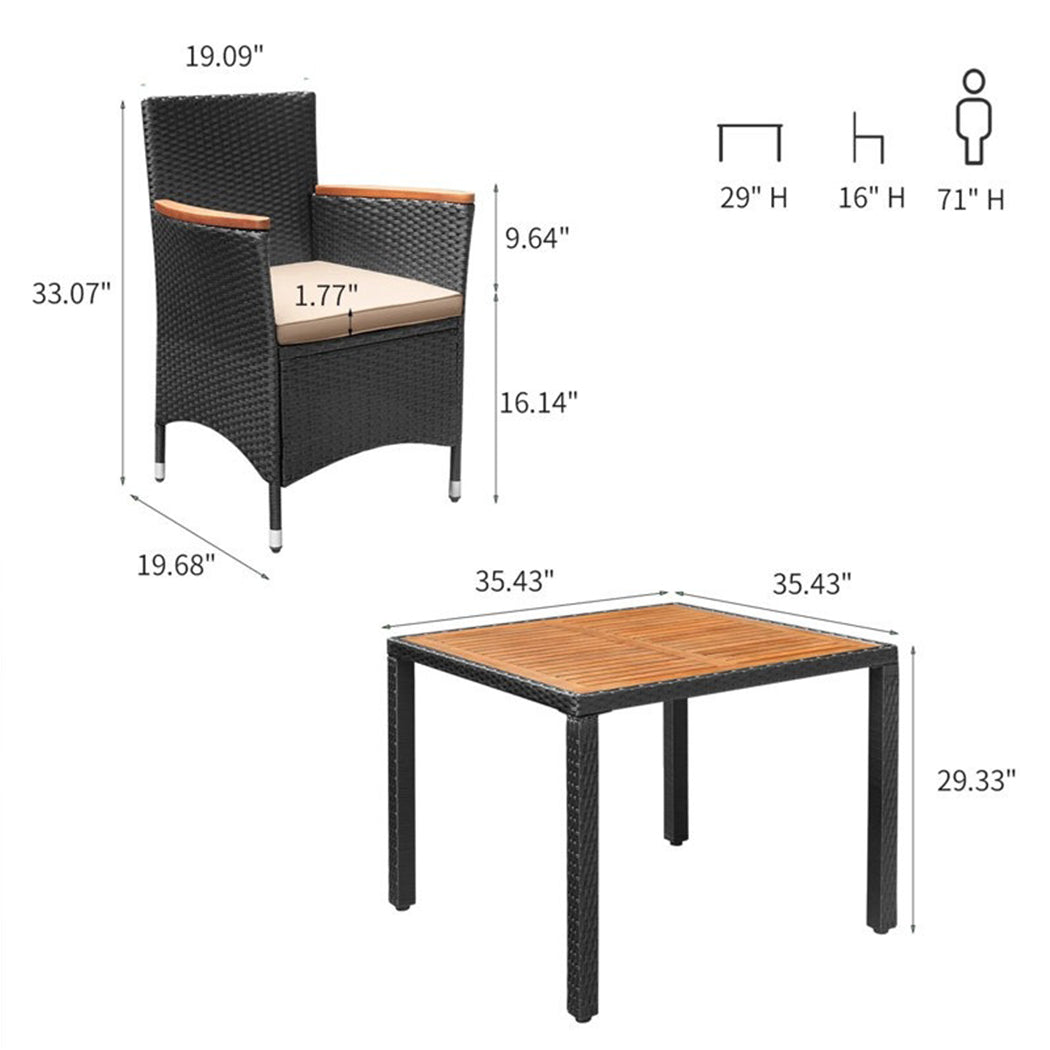 Coll 4- Seaters Square Outdoor Dining Table Set