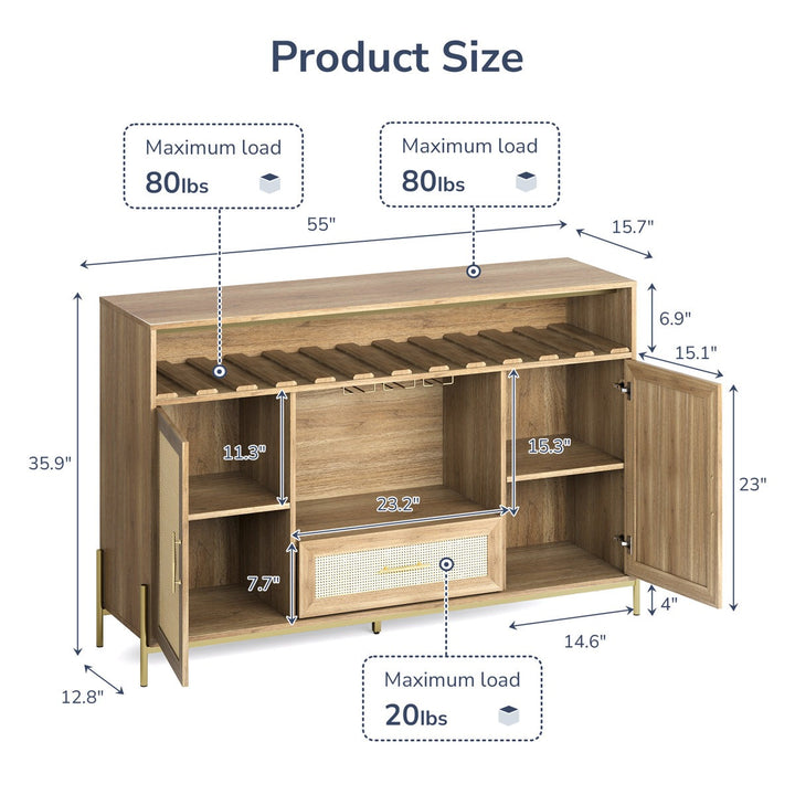 Yuna Tall Bar Cabinet | Natural