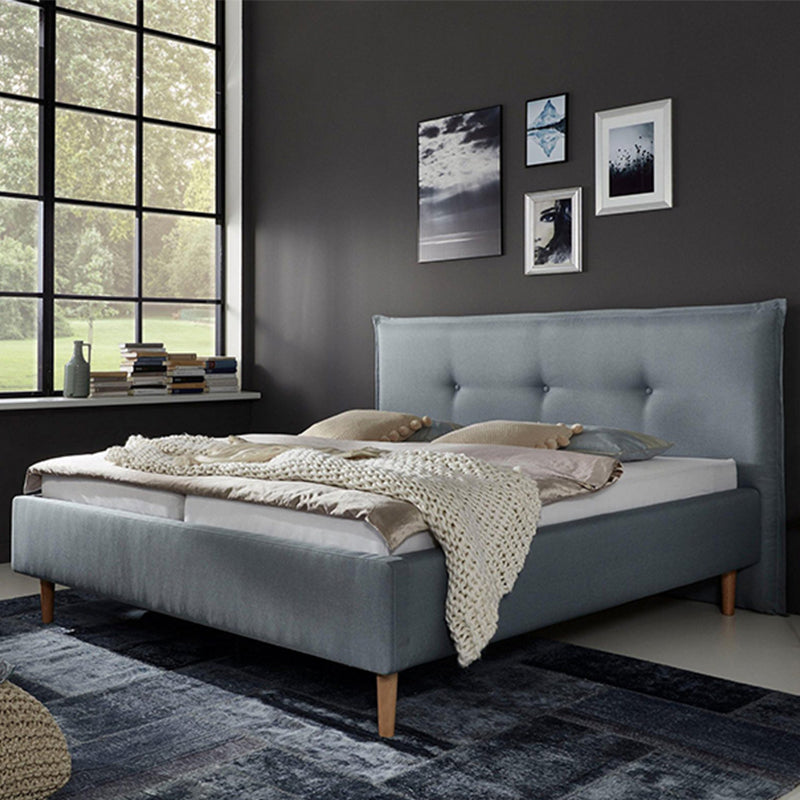 Devon Bed Heera Moti | Devon Bed Without Storage | King | Grey Fabric Upholstery