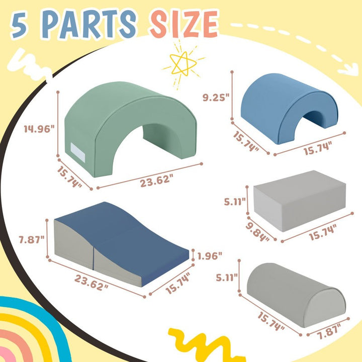 Nara Softplay Climber Playset 5-Piece Green|Blue|Grey