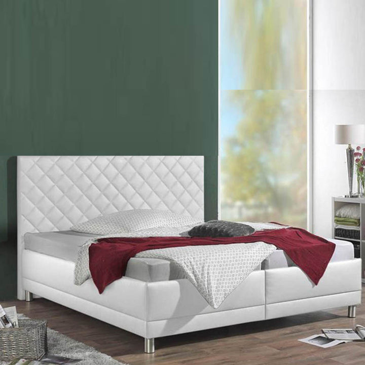 Viribus Bed Without Storage | King | White Leatherette