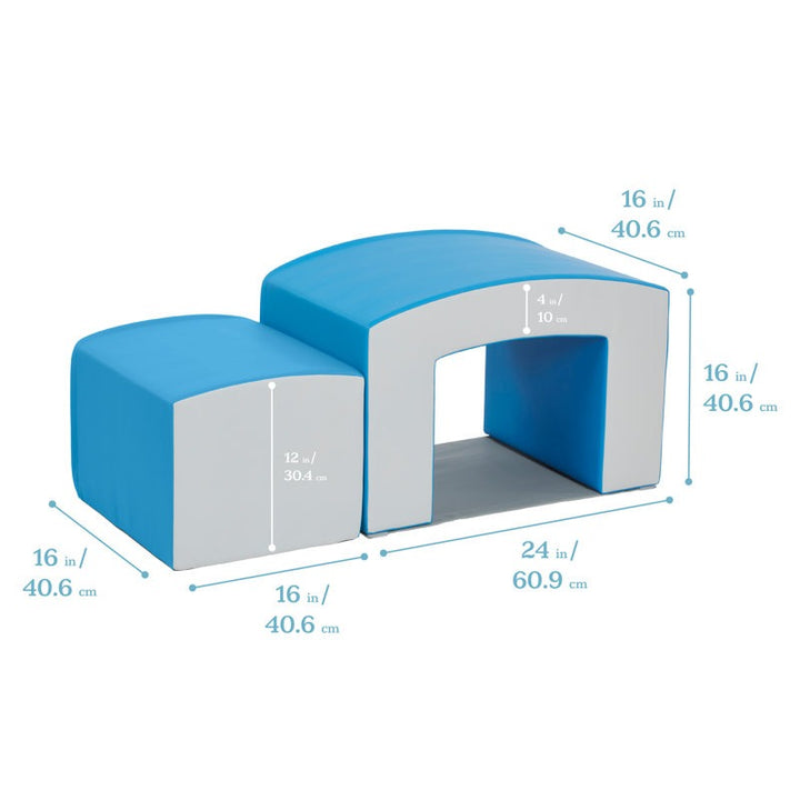 Jao Softplay Tunnel Playset 2-Piece White|Blue