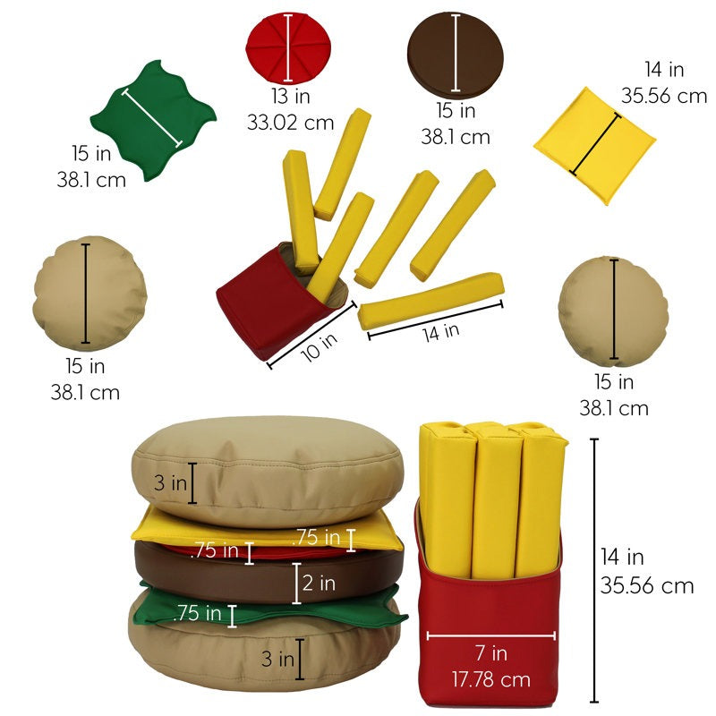 Burger&Fries Softplay Blocks Playset 13-Piece