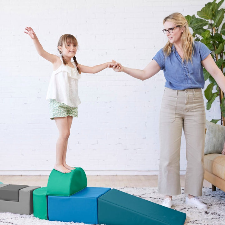 Tom Softplay Block Shape Playset 6-Piece Set Green|Grey