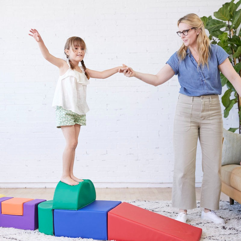Tom Softplay Block Shape Playset 6-Piece Set Red|Purple