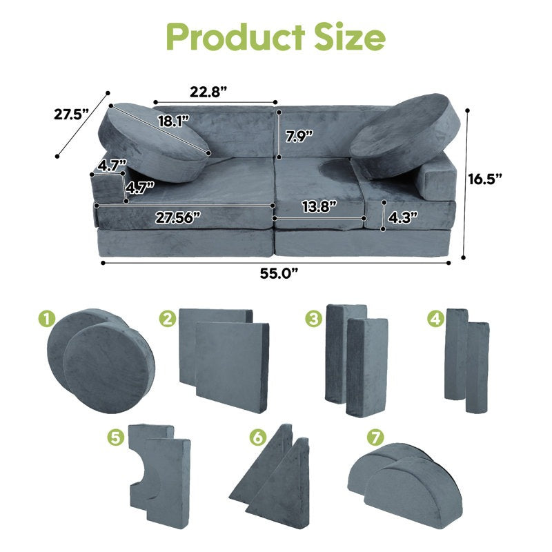 Monster Softplay Block Playset 14-Piece Grey