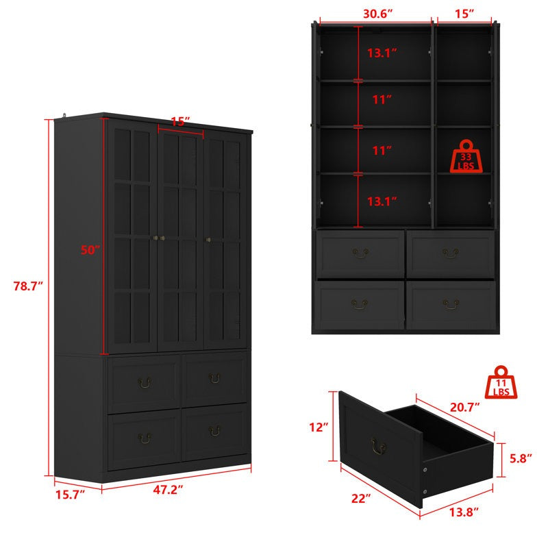 Haruto Tall Crockery Unit | Black