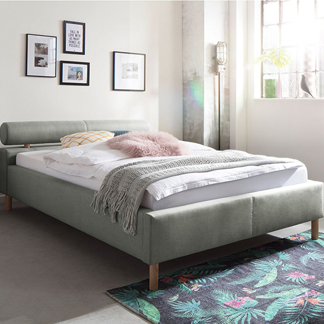 Issac Bed Without Storage | King | Grey Leatherette