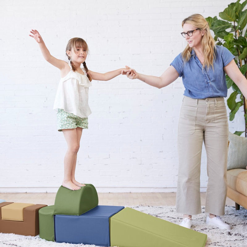 Tom Softplay Block Shape Playset 6-Piece Set Blue|Brown