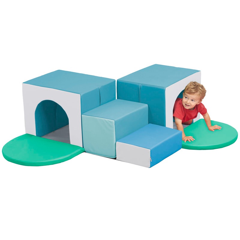 Jumbo Softplay Tunnels Playset – 7 Piece White | Blue | Green
