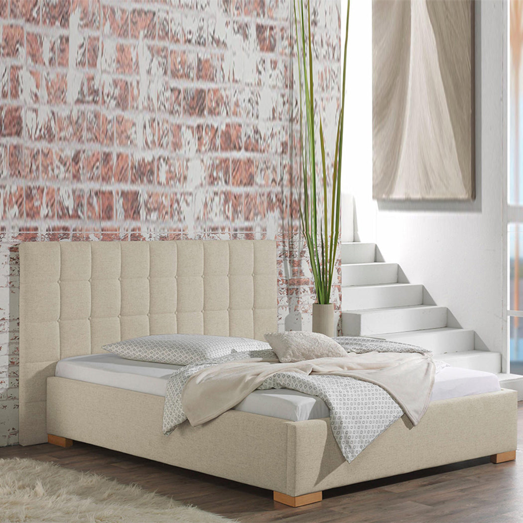 Neil Bed Without Storage | King | Cream Fabric