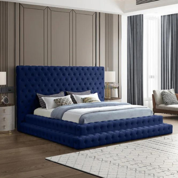 Pearl Bed Without Storage | King | Navy Fabric