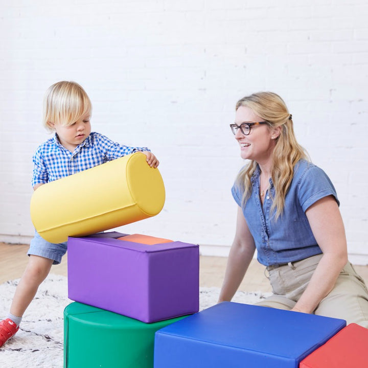 Tom Softplay Block Shape Playset 6-Piece Set Red|Purple