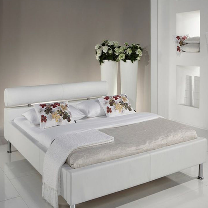 Issac Bed Without Storage | King | White Leatherette