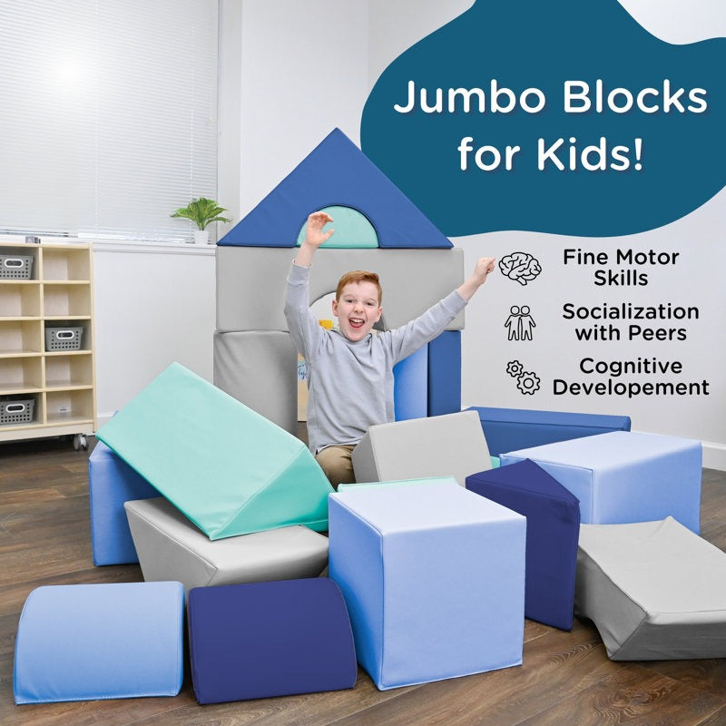 Mody Softplay Blocks- 35 Piece Blue | Green | Teal