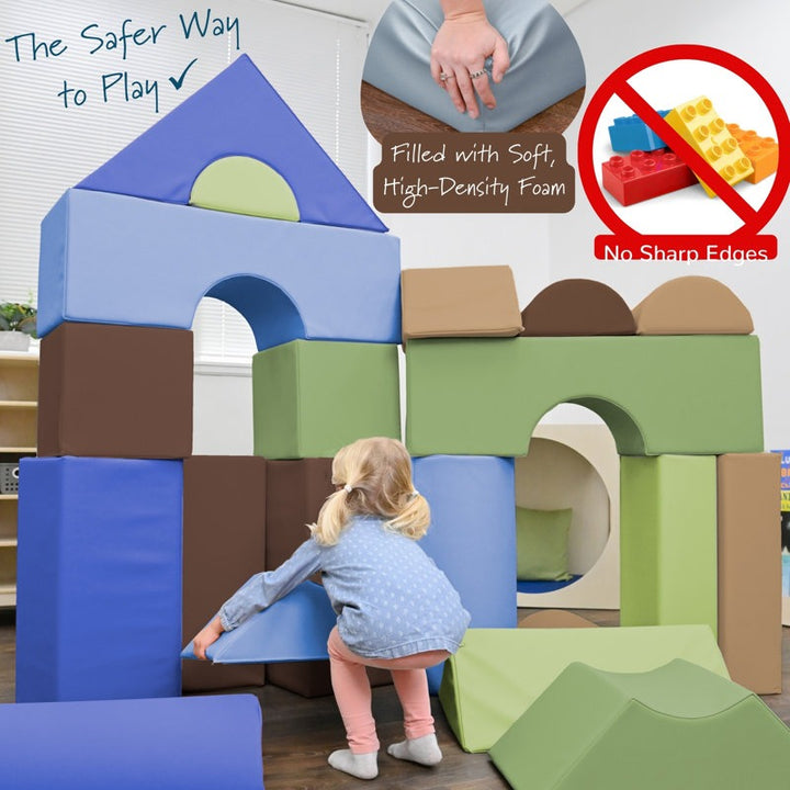Mody Softplay Blocks - 35 Piece Blue| Green | Brown