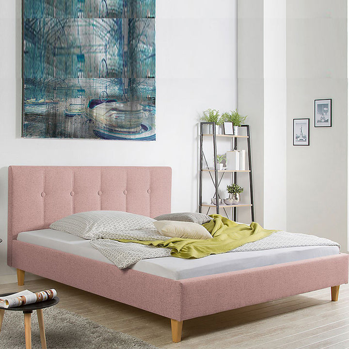 Judah Bed Without Storage | King | Pink Fabric