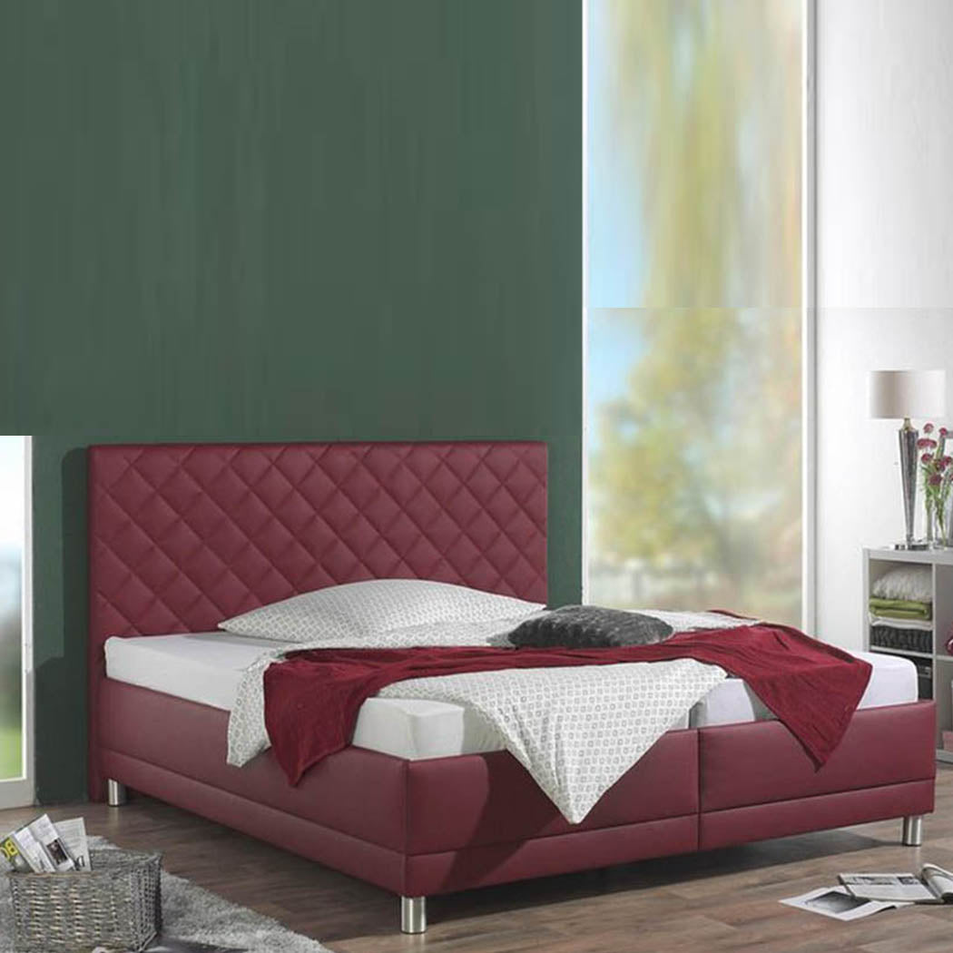 Viribus Bed Without Storage | King | Orche Red Leatherette